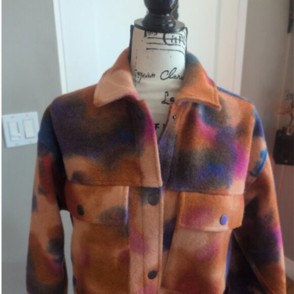Wild Fable Oversized Colorful Tie-Dye Button Down Shacket Sz XS - Picture 2 of 8